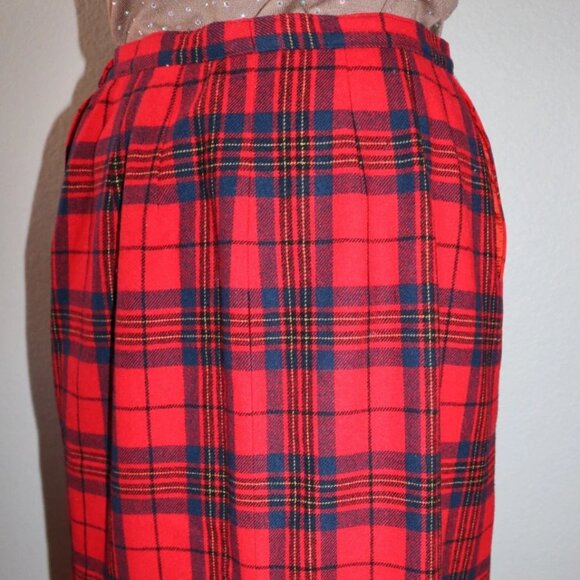 Pendleton Red Leslie Tartan Plaid 100% Wool Skirt pleated skirt Sz 8 - Picture 6 of 14